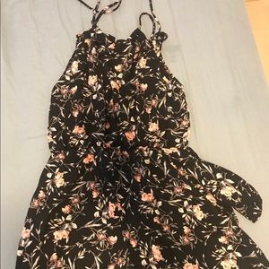 Halter flower jumpsuit  with pockets
